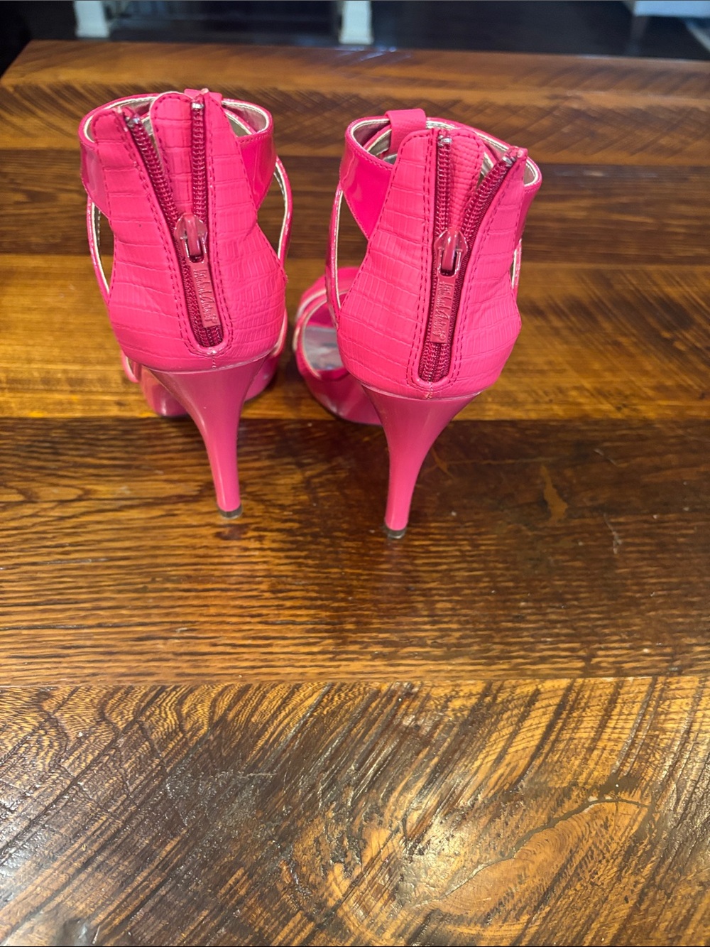 Michael Antonio Bright Pink T-Strap High Heel Sandals - Picture 4 of 7